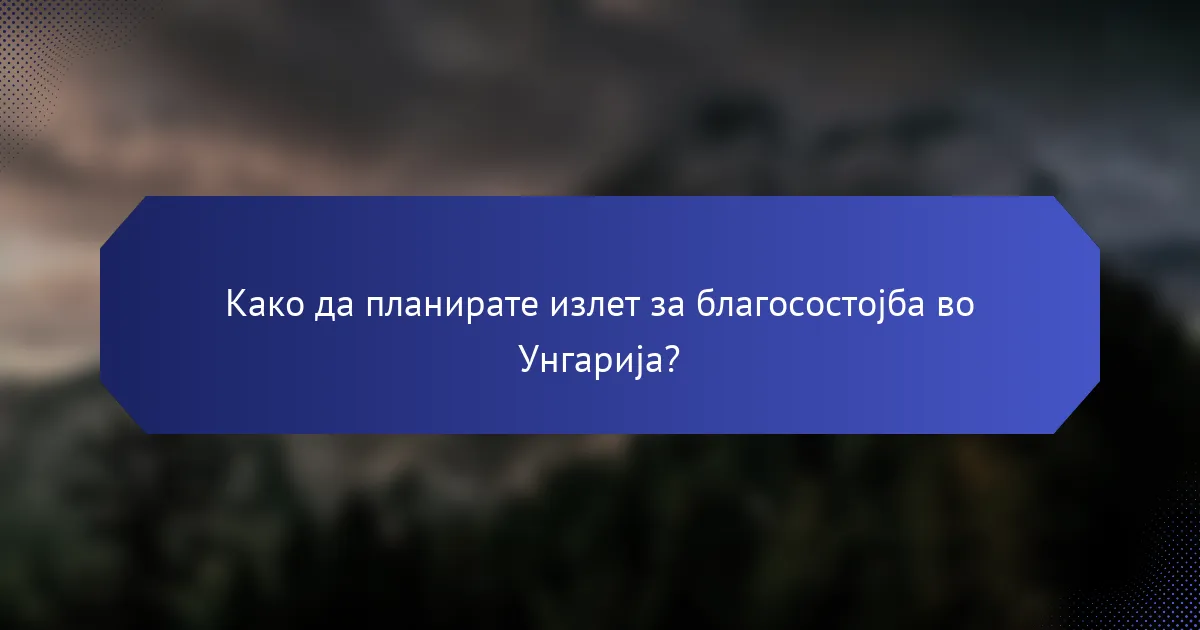 Како да планирате излет за благосостојба во Унгарија?